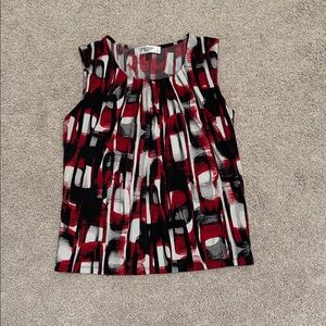 Valerie Stevens Abstract Sleeveless Blouse - Red, Black, White